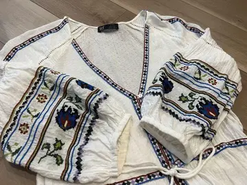 ZARA trf 자수 화이트 맥시 드레스