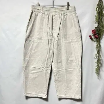 하자품 [ W.W.G ] 와이드 팬츠 베이지 인심 깊은 허리밴딩 (F)