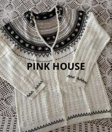 PINK HOUSE 아이보리 자수 가디건