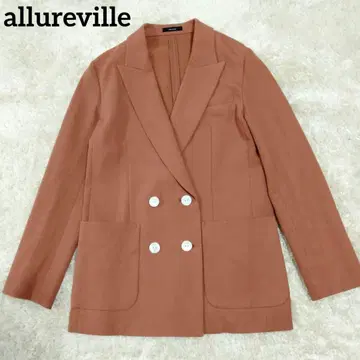 300 새상품급 allureville 피케 더블 브레스트 자켓 린넨 혼방