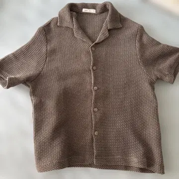 ZARA 브라운 니트 오픈 칼라 셔츠