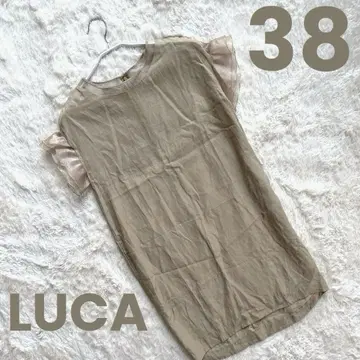 LUCA 베이지 프릴 소매 원피스 38 포멀