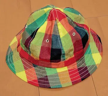 boys market Cotton Linen Block check Hat