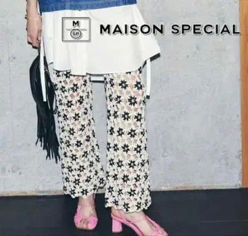 MAISON SPECIAL 플라워 모티프 코바늘 뜨개질 팬츠