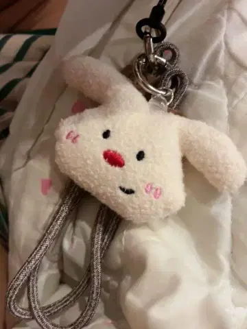 토끼 모양 키링 플리스 소재