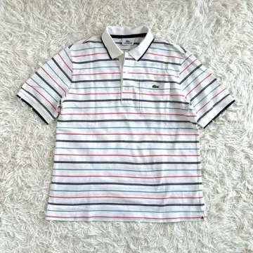 LACOSTE 라코스테 반팔 피케 셔츠 멀티 컬러 보더 로고 (S-M)