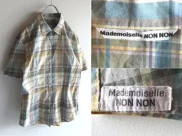 Mademoiselle NON NON 반팔 체크 셔츠 일본제