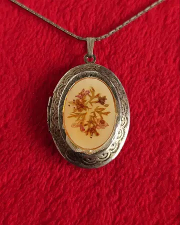 빈티지 목걸이 로켓 펜던트 압화 풀 드 리스 D93