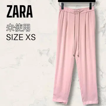 [미사용] ZARA 새틴 테이퍼드 팬츠 핑크 여성용 허리밴딩
