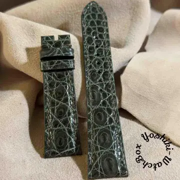 cro-1918 크로커다일 시계 벨트 글로스 마감 올리브 러그 폭 21