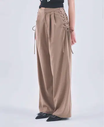 MARGA LACE UP WIDE PANTS 와이드 팬츠 베이지