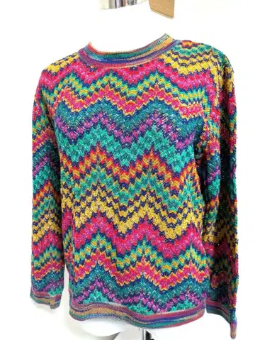MISSONI 미쏘니 모헤어 혼방 컬러풀 니트 스웨터 리브 넥