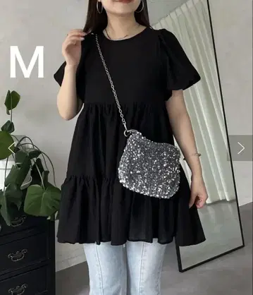 [미사용 새상품] 프로즈베 퍼프 슬리브 시어 티어드 블라우스 M 사이즈