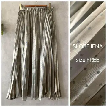 SLOBE IENA 광택 도트 플리츠 롱 스커트 봄/여름 베이크루즈