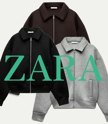ZARA 자라 집업 자켓 그레이 옷깃 숏 기장
