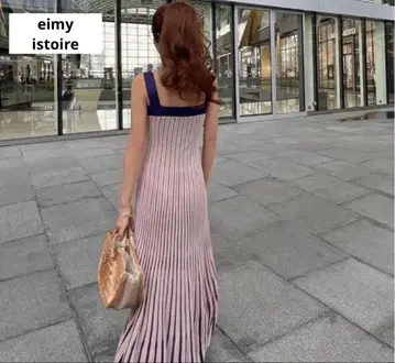 eimy istoire 멀티 스트라이프 플레어 니트 원피스 여름 리조트