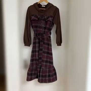 axes femme 후드 체크 원피스