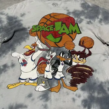 SPACE JAM 애니메이션 무비 T 타이다이 염색 굿 페이드 캐릭터 T