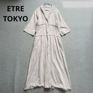 새상품급 ETRE TOKYO 코튼 린넨 면마 티어드 롱 원피스 F