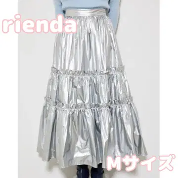 rienda 샤이니 티어드 메탈릭 플레어 스커트 M 사이즈