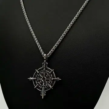 빈티지 실버 바이킹 로프 체인 목걸이 펜던트
