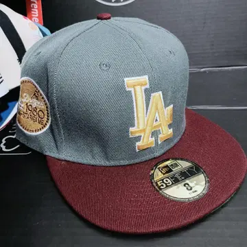 LA 59FIFTY 캡 그레이/버건디 사이즈 8