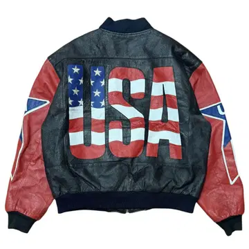 MICHAEL HOBAN 마이클 호반 가죽 자켓 성조기 USA