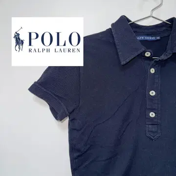 [POLO] 랄프 로렌 피케 셔츠 블랙 원포인트 반팔 여성용