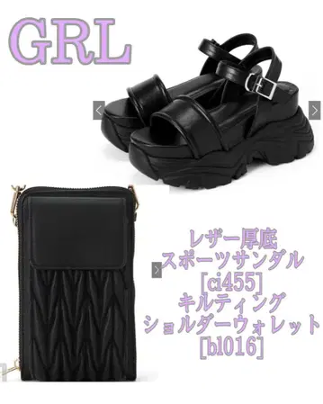 GRL 가죽 샌들 & 숄더백 세트