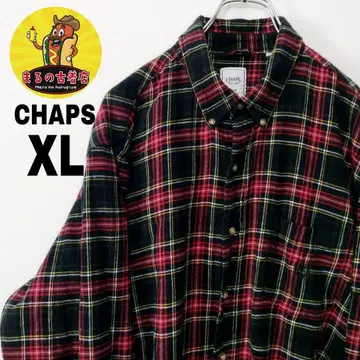 USA 구제 의류 CHAPS 플란넬 셔츠 XL 블랙 레드 체크