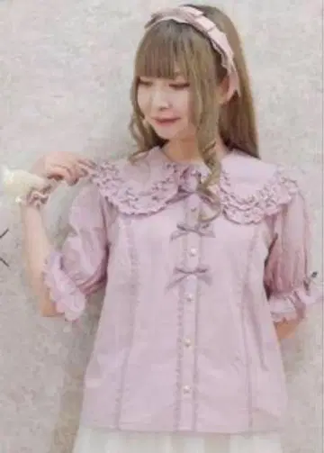 axes femme kawaii 반팔 둥근 카라 코튼 블라우스 (핑크)