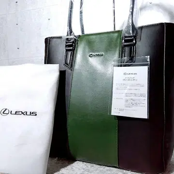 [미사용 수납 가방 포함] 렉서스 비건 가죽 토트백 바이컬러 A4