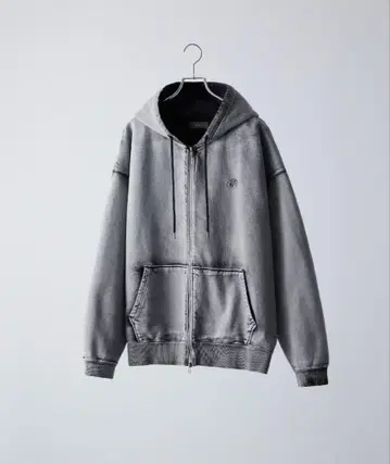 CLEL 헤비 웨이트 로고 자수 풀 집업 후드티 화이트 계열 XXS