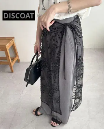 DISCOAT 디스코트 택 포함 새상품 스팽글 레이스 랩스커트