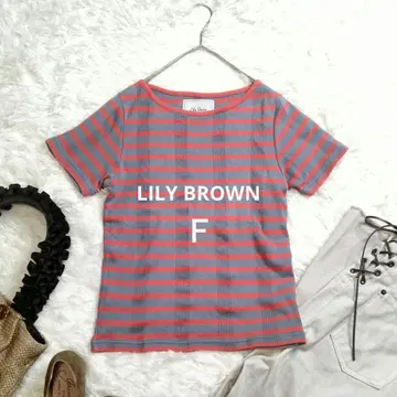 [새상품급] LILY BROWN 보트넥 니트 티셔츠 핑크 그레이 F