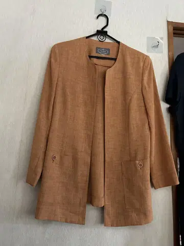 숙모2 PLATA 노카라 자켓 차분한 오렌지 넉넉한 핏 봄/여름/가을