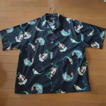 Ed Hardy 하와이안 셔츠 L 사이즈 블랙 레이지블루 콜라보
