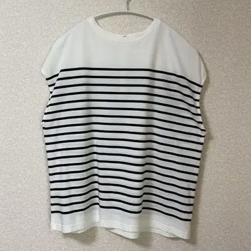 새상품급 프렌치 슬리브 보더 TEE 화이트