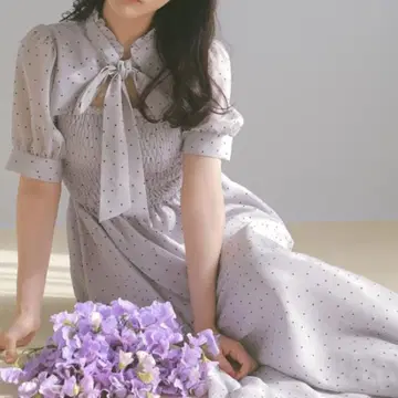 evelyn 에블린 도트 롱 OP 원피스 IGY 아이스 그레이