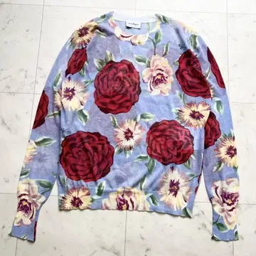 Salvatore Ferragamo 플로럴 얇은 니트 간치니 금장 장식