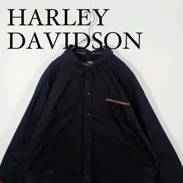 HARLEY-DAVIDSON 블랙 긴팔 버튼 다운 워크 셔츠 L
