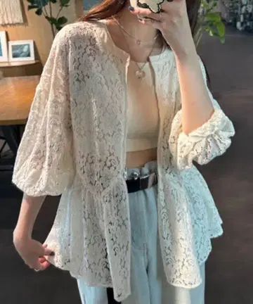 lace peplum zip blouse