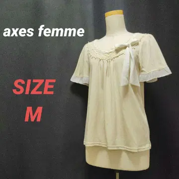 axes femme 엑시즈팜 티셔츠 리본 프릴 베이지 M