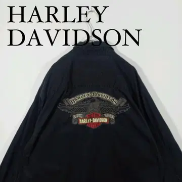 Harley-Davidson 블랙 긴팔 워크 셔츠 뒷면 이글 자수 L