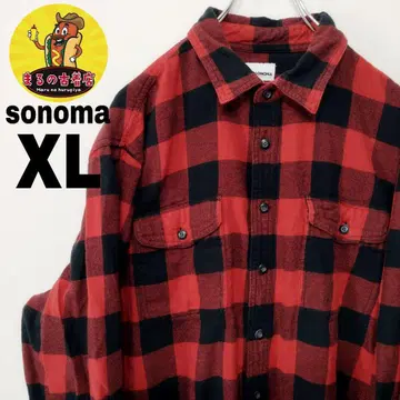 USA 구제 의류 sonoma 플란넬 셔츠 XL 레드블랙 체크