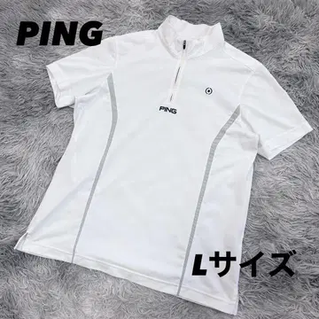 새상품급 PING 핑 반팔 셔츠 하프 지퍼 모크넥 화이트 L 사이즈