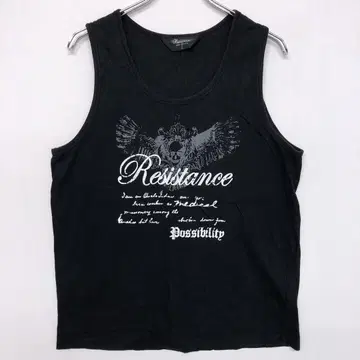 락 바이커 코어 구제 의류 콘도르 해골 영문 헤짐 프린트 탱크탑