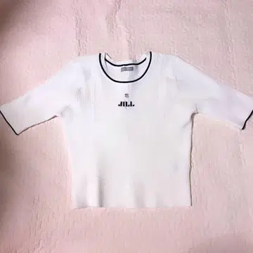 JILL by JILL STUART 반팔 자카드 니트 화이트 상의