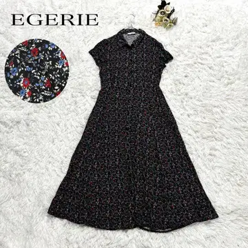 EGERIE 에제리 꽃무늬 반팔 롱 원피스 프랑스제 블랙