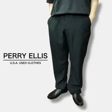 양품 PERRY ELLIS 플랫 프론트 블랙 팬츠 SL1-744